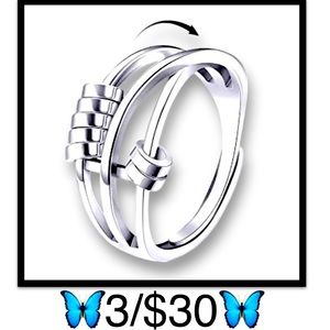 Adjustable Size Silver Tone Fidget Bead Ring